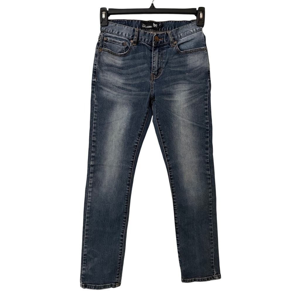 RSQ Tokyo Super Skinny Jeans boys 27x28 Medium Wash Blue Denim Pants